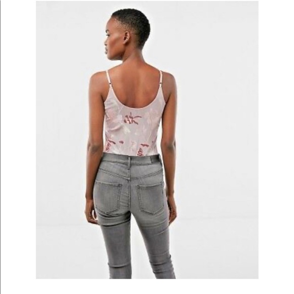 Express Mauve Embroidered sheer bodysuit - Picture 2 of 8